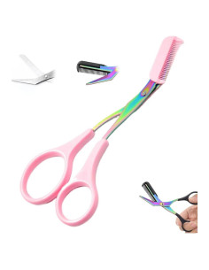 Tijeras para Cejas ROWPOZ 2024 con Peine Acero Inoxidable Rosa