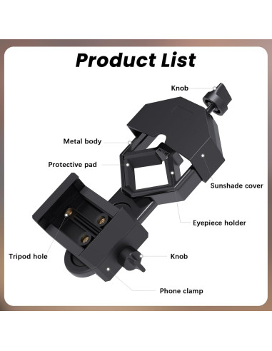 Adaptador para Smartphone Gosky - Compatible con Telescopios y Prismáticos