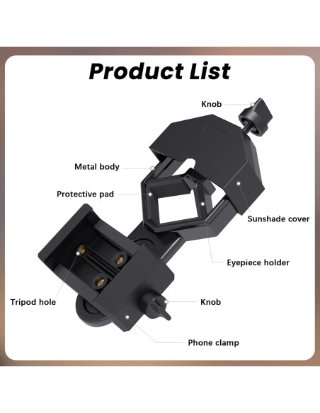 Adaptador para Smartphone Gosky - Compatible con Telescopios y Prismáticos