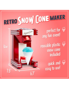 Máquina de Hielo Raspado Nostalgia - Rojo Retro - 1 Vaso 2