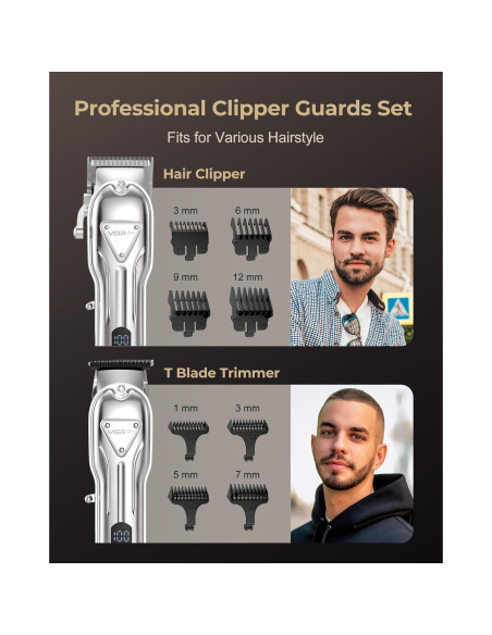 Cortadora de Cabello VGRPro Inalámbrica con Pantalla LCD