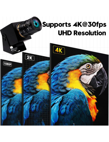 Cámara IFWATER USB 4K 30FPS con Zoom Óptico 4X