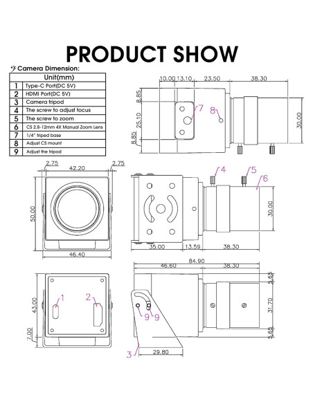 Cámara IFWATER USB 4K 30FPS con Zoom Óptico 4X