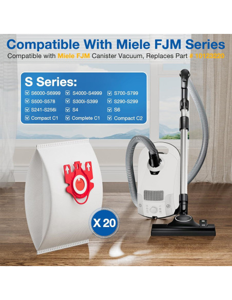20 Bolsas de Aspiradora FJM AirClean 3D para Miele