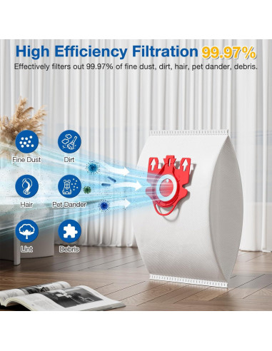 20 Bolsas de Aspiradora FJM AirClean 3D para Miele