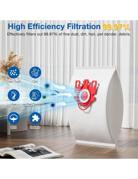 20 Bolsas de Aspiradora FJM AirClean 3D para Miele