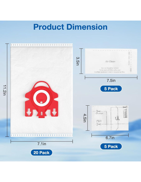 20 Bolsas de Aspiradora FJM AirClean 3D para Miele