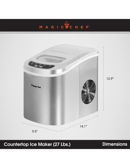 Máquina de Hielo Portátil Magic Chef MCIM22SV 12,25 kg Plata
