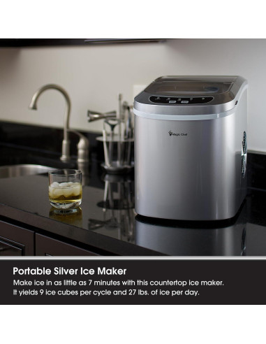 Máquina de Hielo Portátil Magic Chef MCIM22SV 12,25 kg Plata
