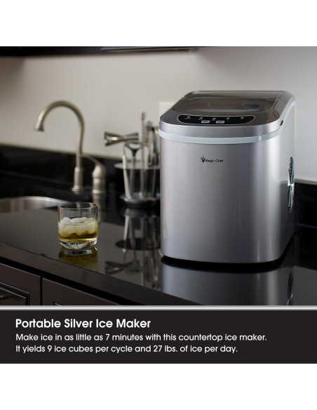 Máquina de Hielo Portátil Magic Chef MCIM22SV 12,25 kg Plata