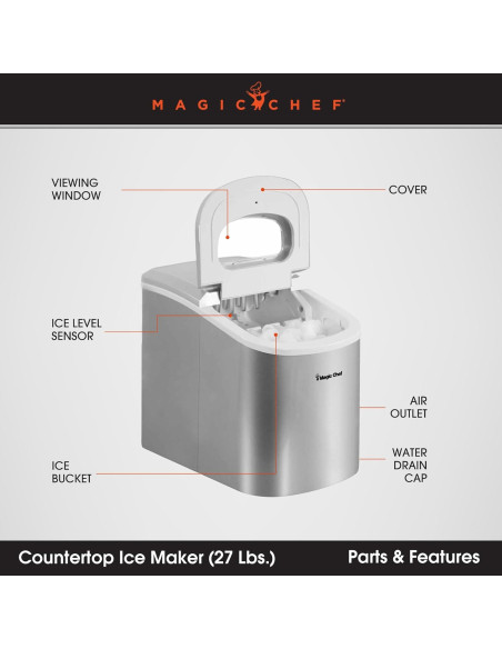 Máquina de Hielo Portátil Magic Chef MCIM22SV 12,25 kg Plata