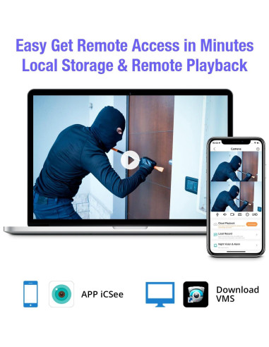 Grabador NVR Fuers 8CH 4K 1TB PoE Seguridad 24/7