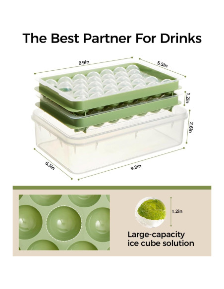 Bandeja de Hielo Avirho 62 Bolas Redondas Apilables