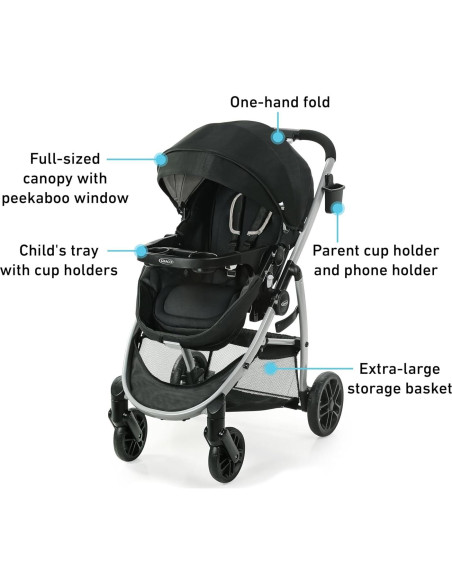 Carriola Graco Modes Pramette con Cuna Verdadera y Asiento Reversible