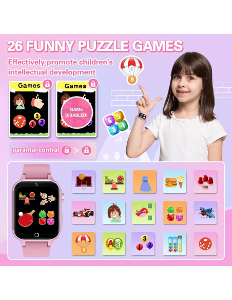 Reloj Inteligente Vakzovy D07 Rosa para Niños 6-12 Años