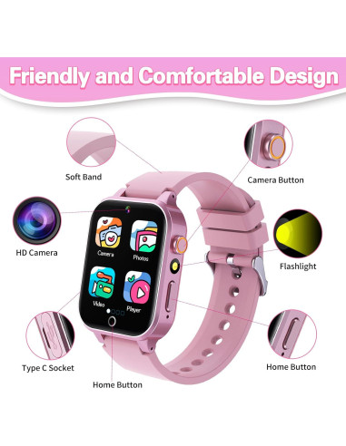 Reloj Inteligente Vakzovy D07 Rosa para Niños 6-12 Años