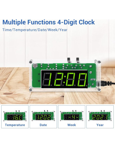 Kit de Reloj Digital DIY MiOYOOW 4 Dígitos LED con Alarma