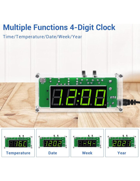 Kit de Reloj Digital DIY MiOYOOW 4 Dígitos LED con Alarma