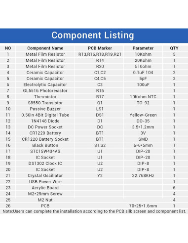 Kit de Reloj Digital DIY MiOYOOW 4 Dígitos LED con Alarma