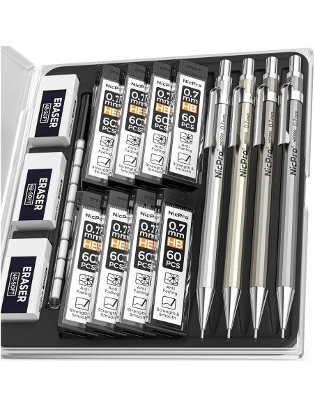 Lápiz Mecánico Nicpro MB1000 0.7mm con Estuche y Repuestos