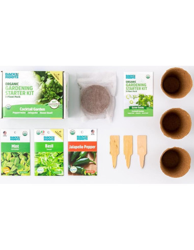 Kit de Jardín de Cócteles Back to the Roots - Jalapeño, Menta y Albahaca