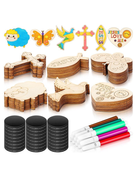 Kit de Manualidades Religiosas Blueweenly 48 Piezas Madera