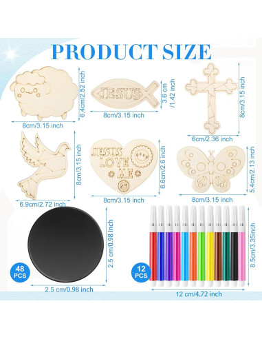Kit de Manualidades Religiosas Blueweenly 48 Piezas Madera