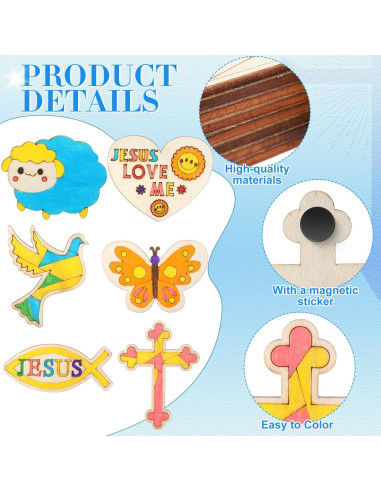 Kit de Manualidades Religiosas Blueweenly 48 Piezas Madera