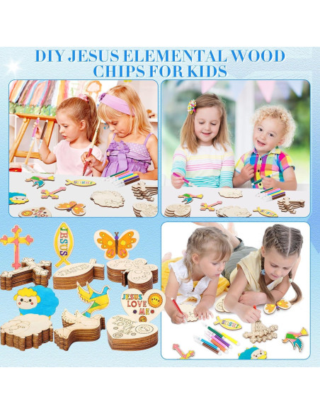 Kit de Manualidades Religiosas Blueweenly 48 Piezas Madera