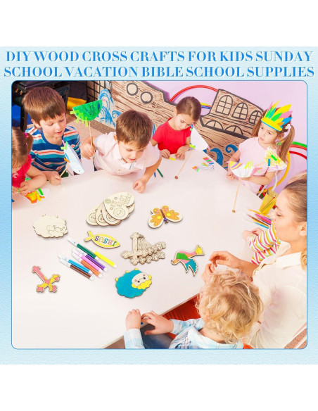 Kit de Manualidades Religiosas Blueweenly 48 Piezas Madera