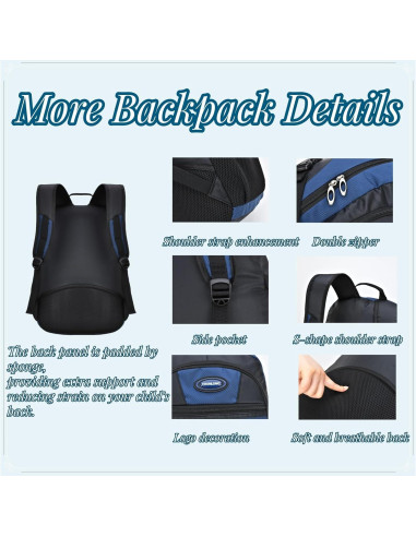 Mochila Escolar VIDOSCLA Azul Profundo 32x19x46cm 27.9L