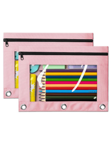 Estuche V-Opitos Rosa 2p para Carpeta 3 Anillas con Cremallera