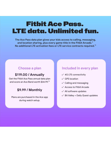 Fitbit Ace LTE - Reloj inteligente para niños con GPS