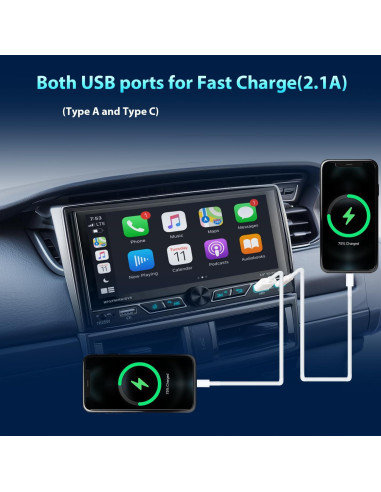 Estéreo de coche Alondy Doble Din 6.8" Bluetooth CarPlay