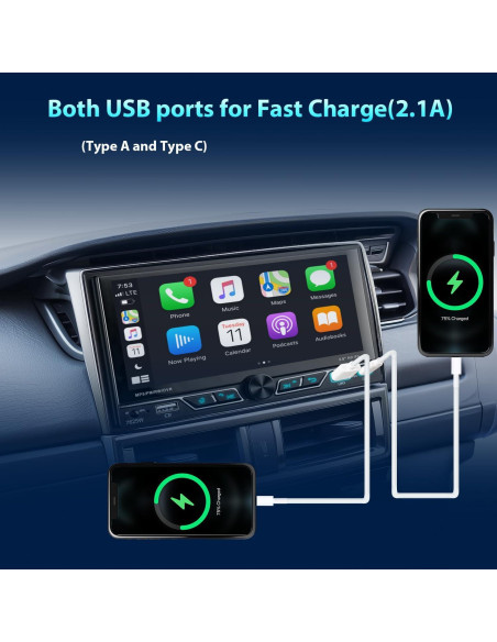 Estéreo de coche Alondy Doble Din 6.8" Bluetooth CarPlay