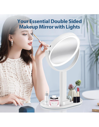 Espejo de Maquillaje MIYADIVA 20X Doble Cara Iluminado