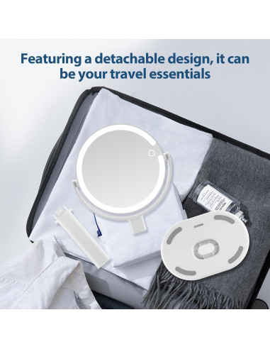 Espejo de Maquillaje MIYADIVA 20X Doble Cara Iluminado