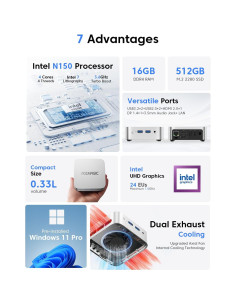 Mini PC ACEMAGIC Vista V1, Intel N97, 16GB RAM, 1TB SSD 2