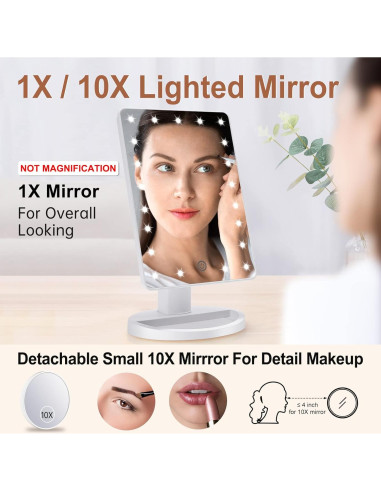 Espejo de Maquillaje COSMIRROR Iluminado 10X Ajustable