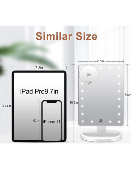 Espejo de Maquillaje COSMIRROR Iluminado 10X Ajustable
