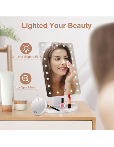 Espejo de Maquillaje COSMIRROR Iluminado 10X Ajustable