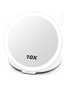 Espejo de Maquillaje FATBEE 10X Plegable 7 Pulgadas LED