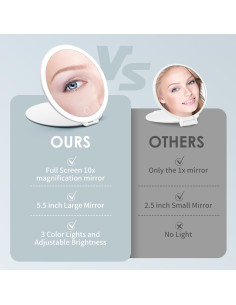 Espejo de Maquillaje FATBEE 10X Plegable 7 Pulgadas LED 2