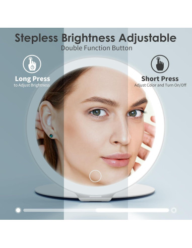 Espejo de Maquillaje FATBEE 10X Plegable 7 Pulgadas LED