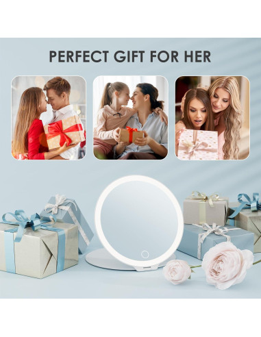 Espejo de Maquillaje FATBEE 10X Plegable 7 Pulgadas LED