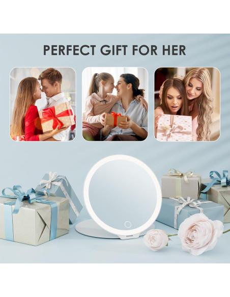 Espejo de Maquillaje FATBEE 10X Plegable 7 Pulgadas LED