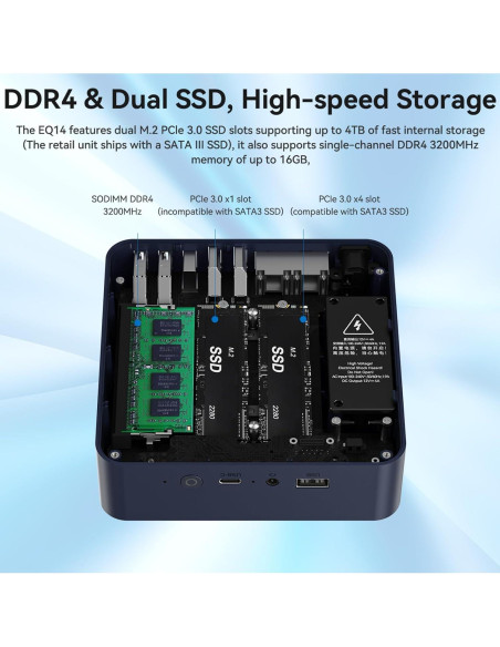 Mini PC Beelink EQ14, Intel N150, 16GB RAM, 500GB SSD
