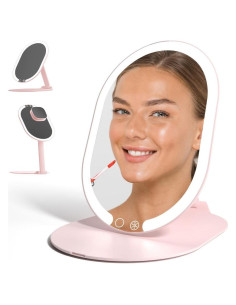 Espejo de Maquillaje Fancii LED Plegable 10x Rosa