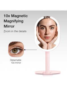 Espejo de Maquillaje Fancii LED Plegable 10x Rosa 2