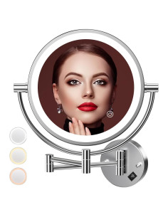 Espejo de Maquillaje Auxmir 1X/10X Iluminado Pared 360